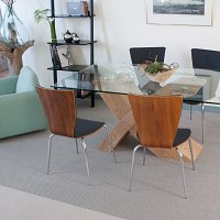 Contemporary dining area with Faroe grey wool carpet